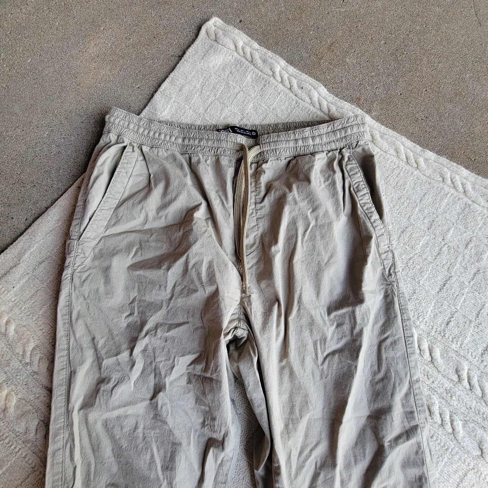 Zara Men's Cotton Stretch Jogger Style Pants size L Cream Tan